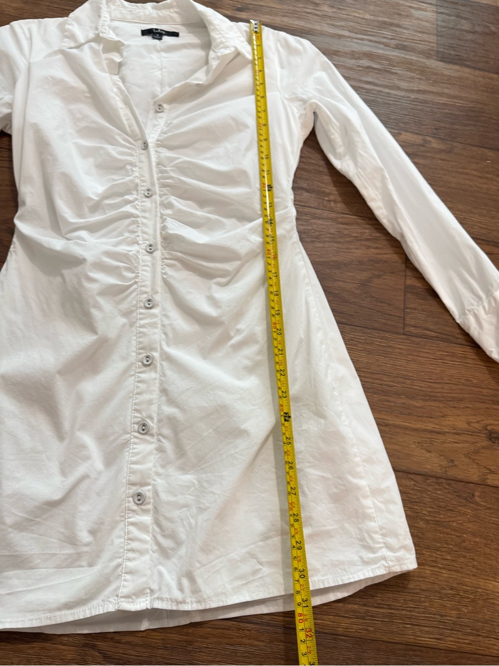 Lulu's White Long Sleeve Ruched Mini Dress